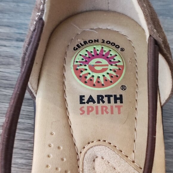 Earth Spirit Low Heel 6.5 Cross Strap Brown Woven Strappy Comfort Boho Sandals - Picture 7 of 12